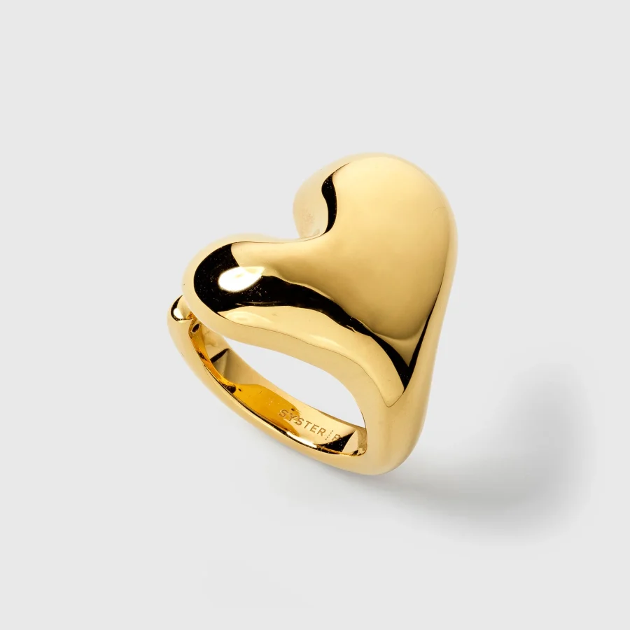 Syster P - Bolded Heart Ring Guld
