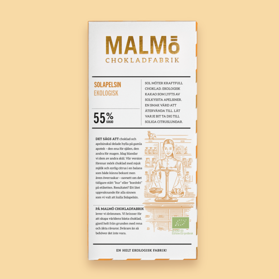 Malmö Chokladfabrik - Solapelsin 55% 80g