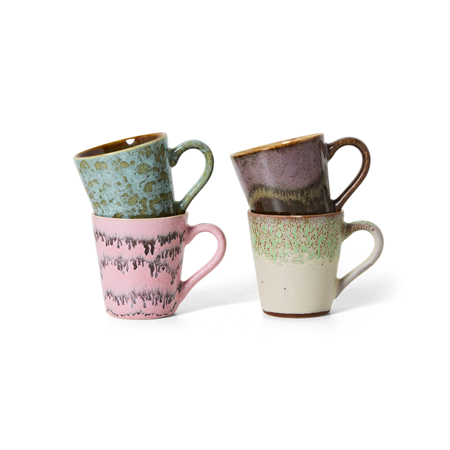 HKLIVING - 70s ceramics Espressomuggar Brutalism 4-pack