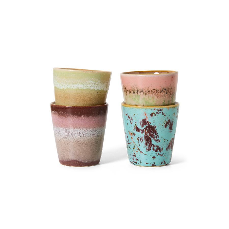 HKLIVING - 70s ceramics Ristrettomuggar Futurism 4-pack