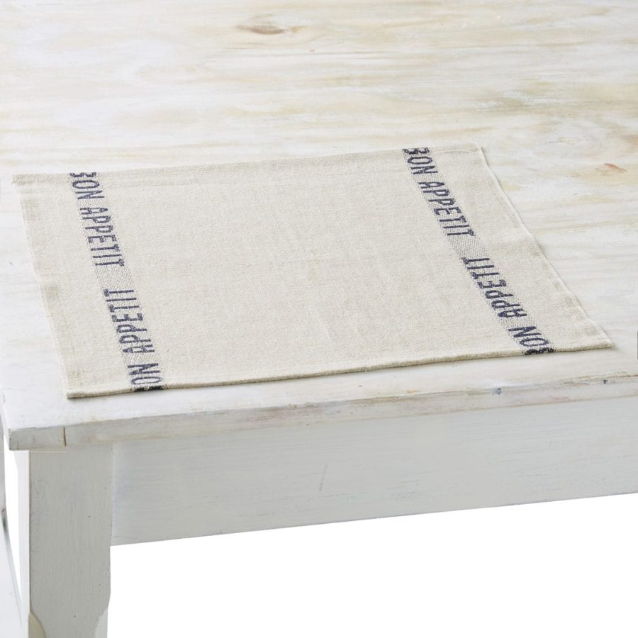 Charvet Éditions - Bordstablett/Gästhandduk Bon Appetit Natur/Svart