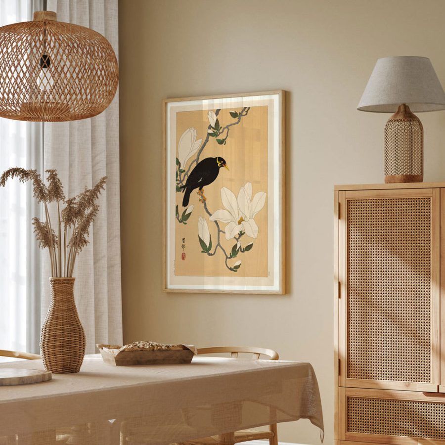 The Dybdahl Co – Myna bird on magnolia branch 50 x 70 cm