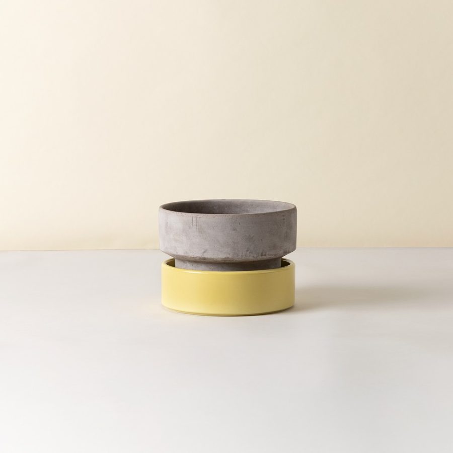 Bergs Potter - Kruka Hoff Low 25 Grå/Pale Yellow
