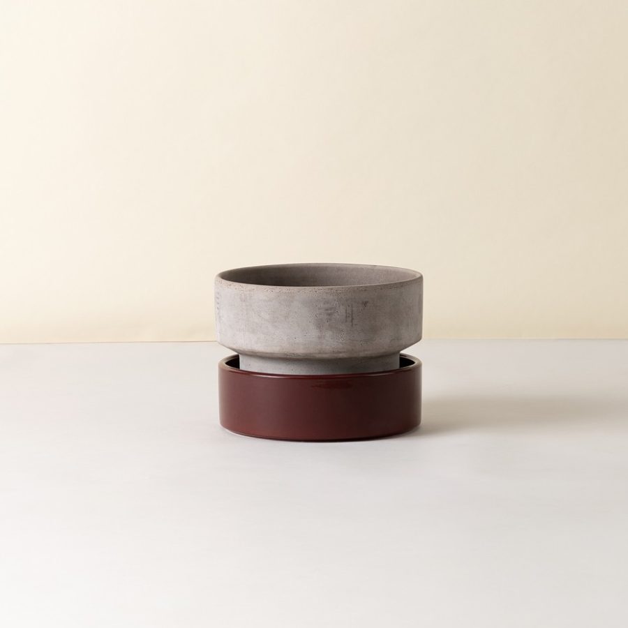 Bergs Potter - Kruka Hoff Low 25 Grå/Deep Burgundy