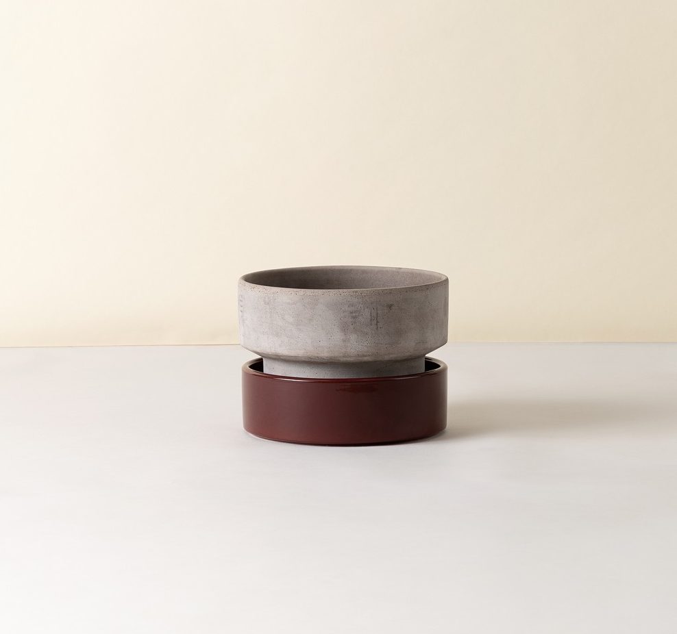Bergs Potter - Kruka Hoff Low 25 Grå/Deep Burgundy