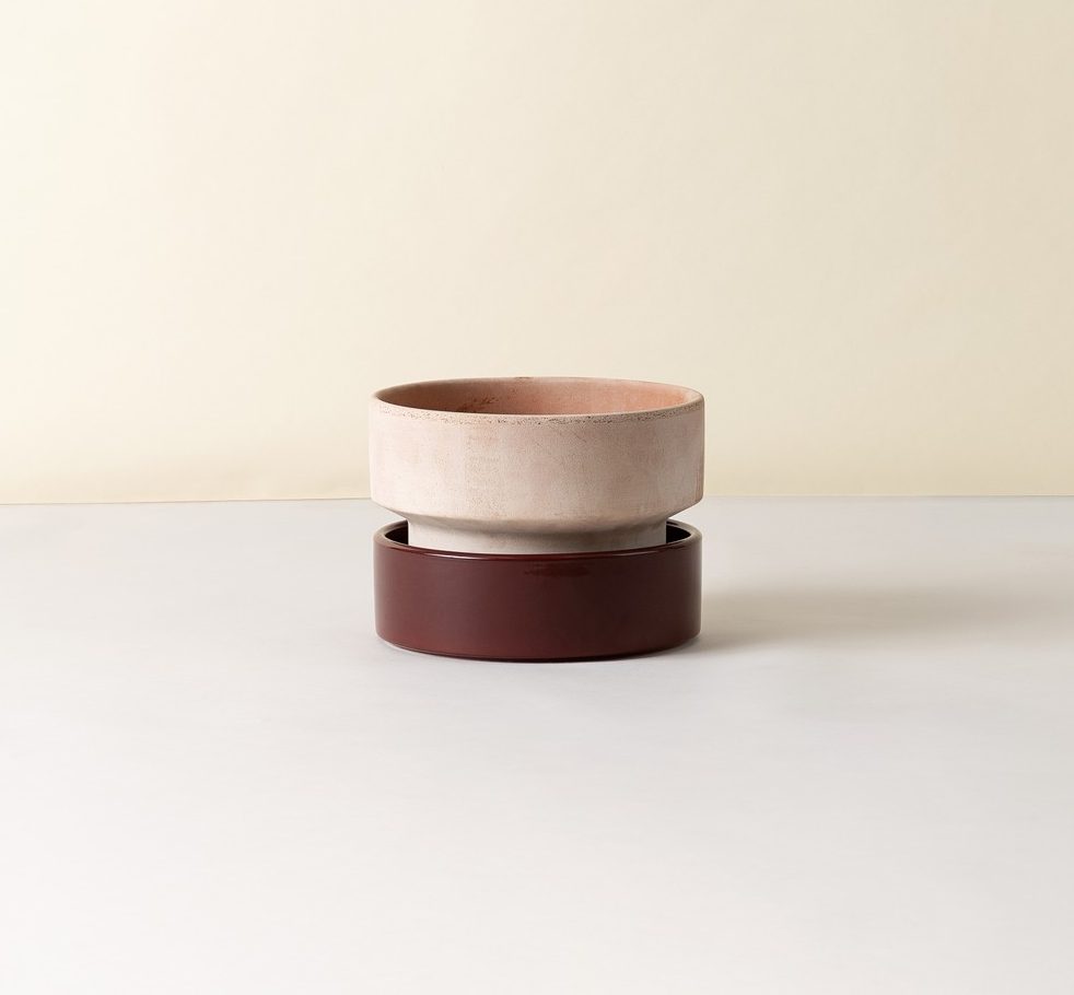Bergs Potter - Kruka Hoff Low 25 Rosa/Deep Burgundy