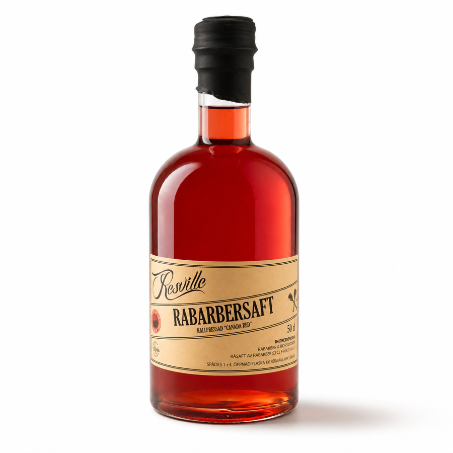 Resville - Kallpressad rabarbersaft Canada Red 50cl