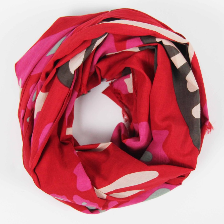 Les Belles Vagabondes - Bomullsscarf Foulard Equateur Rouge