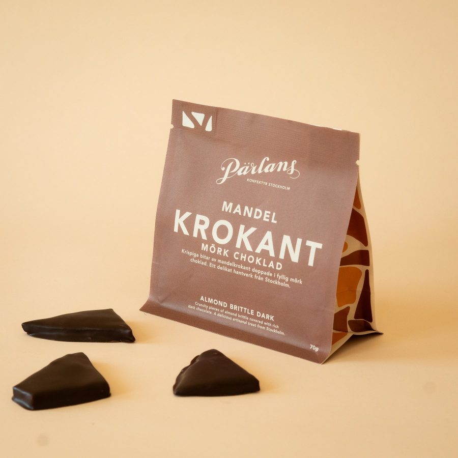 Pärlans - Krokant Mandel Mörk Choklad 70 gram