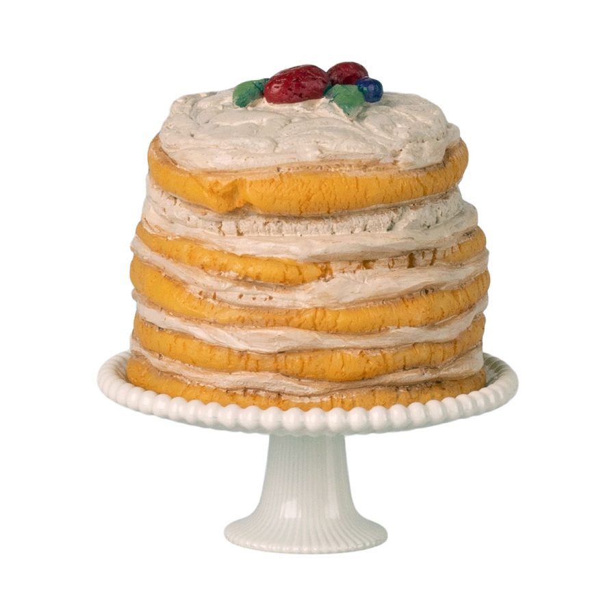 Maileg - Party cake and cake stand Mouse Off white