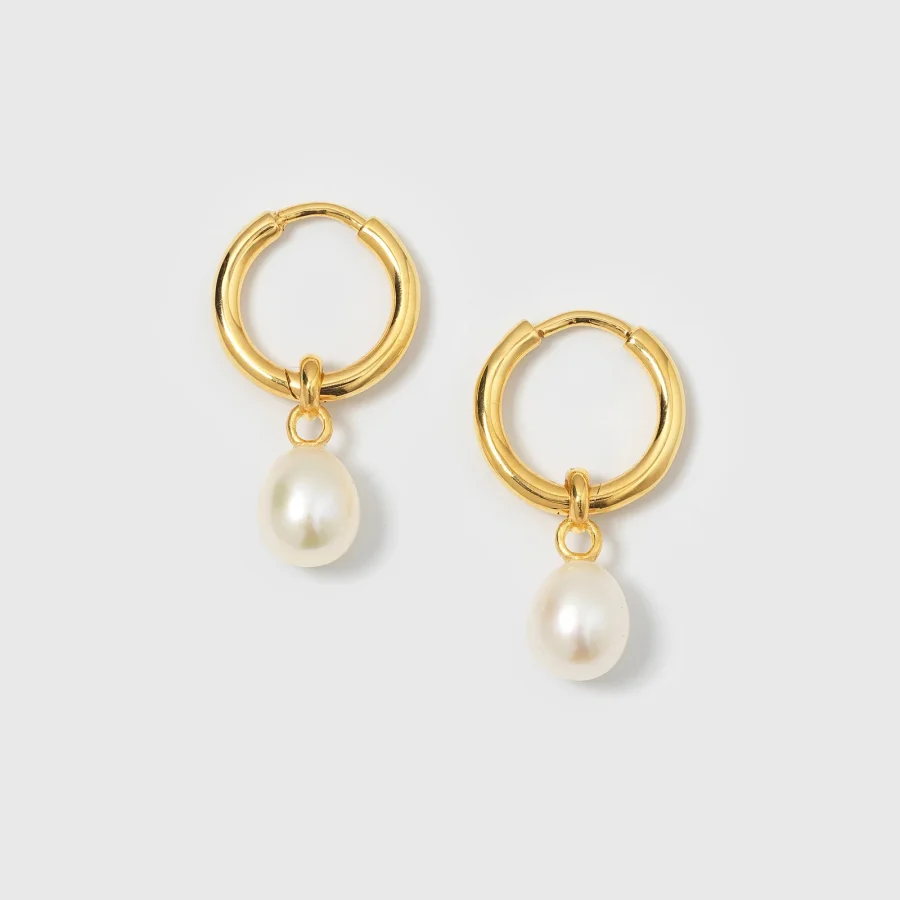 Syster P - Treasure Pearl Hoops Gold One Size