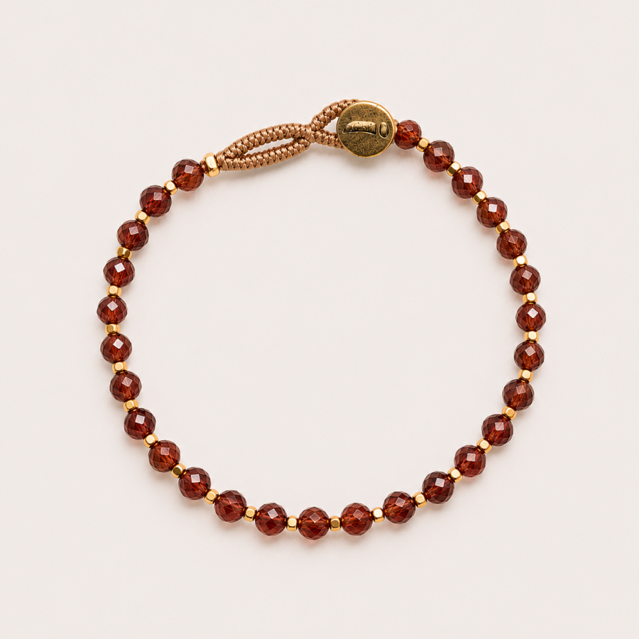 IBU Jewels - Armband Bo Round Brown Garnet BO27
