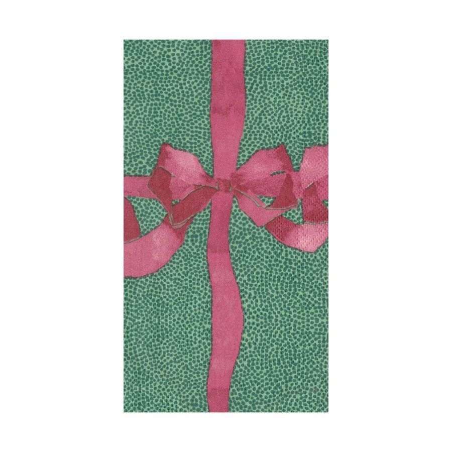 Caspari - Tied With A Bow Green/Plum, 33 x 40 cm