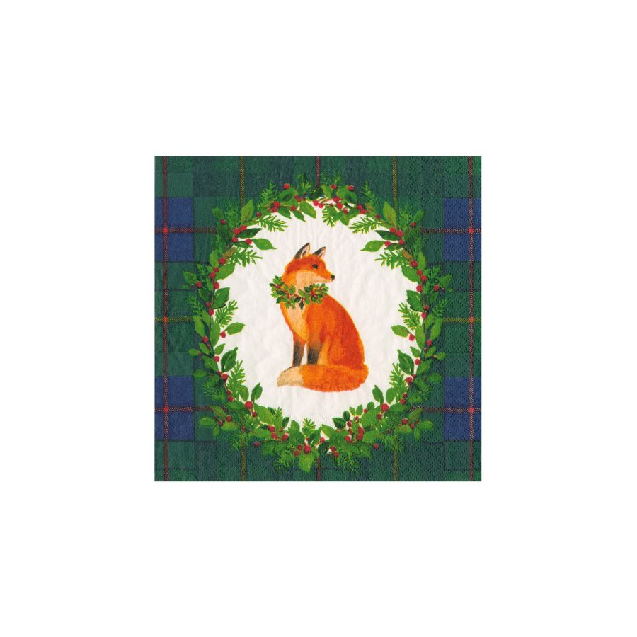 Caspari - Tartan Fox Blue/Green, 25 x 25 cm