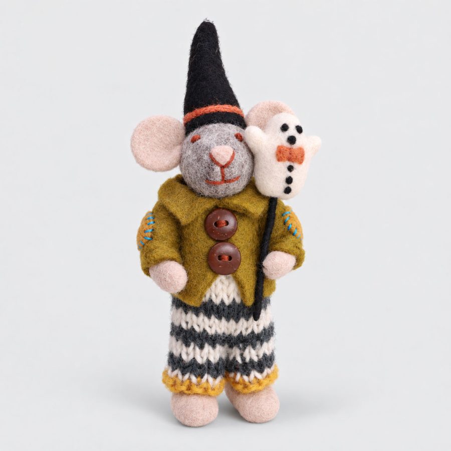 Gry & Sif – Liten grå pojkmus med halloweenspöke
