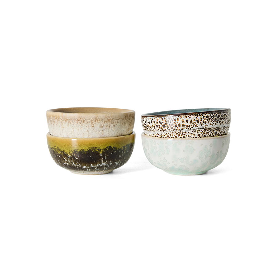 HKLIVING - 70s Ceramics XS-skålar Caramelized set om 4