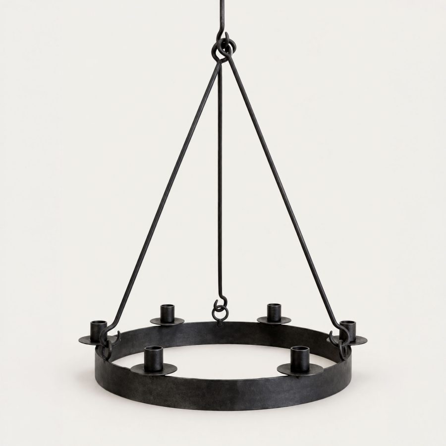 Ljuskrona 6-ljus Smide Oljebränt 38 cm