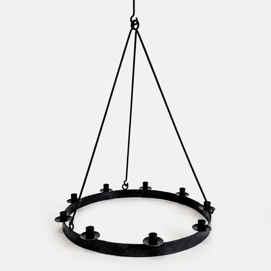 Ljuskrona 9-ljus Smide Oljebränt 57 cm