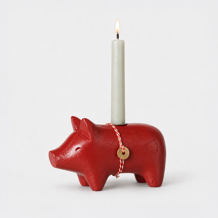 Maileg – Träljusstake Gris Liten Röd
