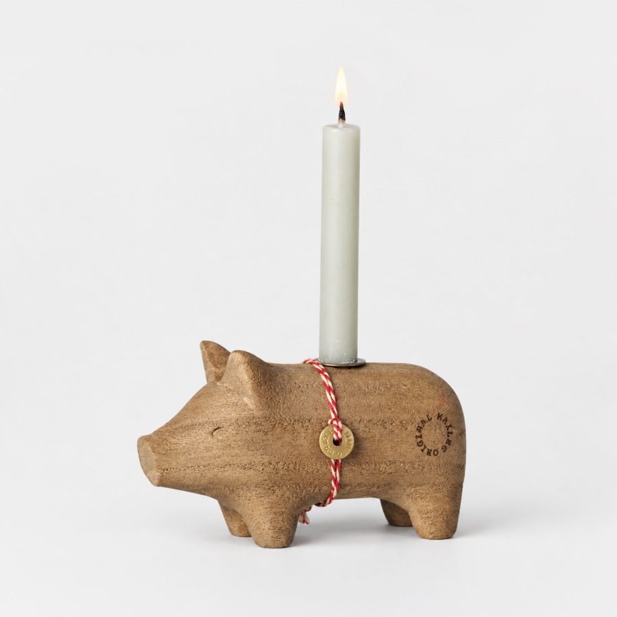 Maileg – Träljusstake Gris Liten Natur
